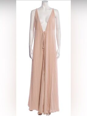 Reformation Blush Plunge Tie-Front Slip Dress